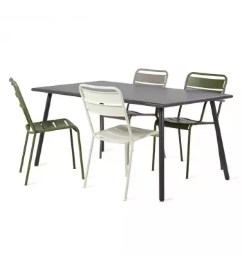 Meta title -  Table repas outdoor métal anthracite