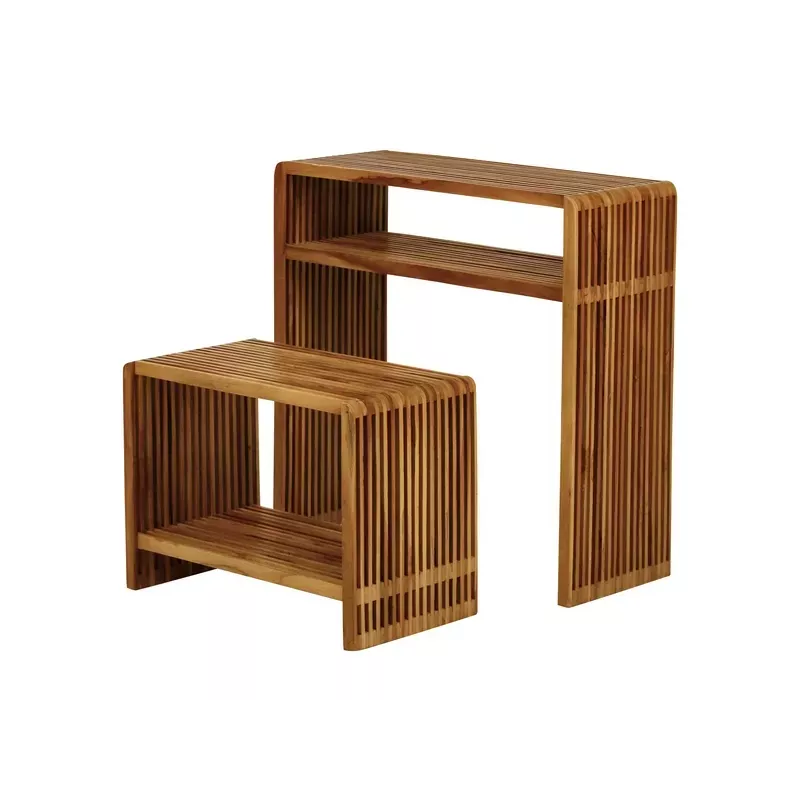 Meta title -  Consoles gigognes teck recyclé 74cm - Set de 2