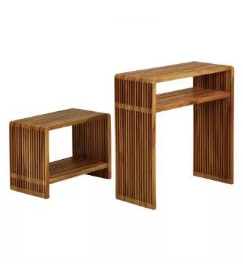 Meta title -  Consoles gigognes teck recyclé 74cm - Set de 2
