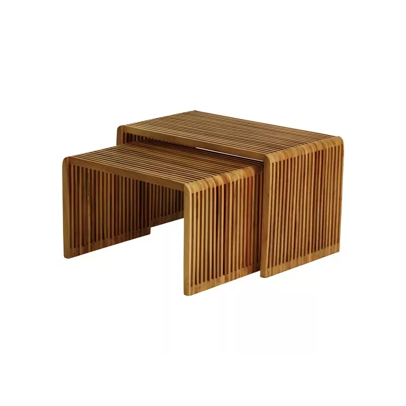 Meta title -  Tables basses gigognes teck recyclé 70cm - Set de 2