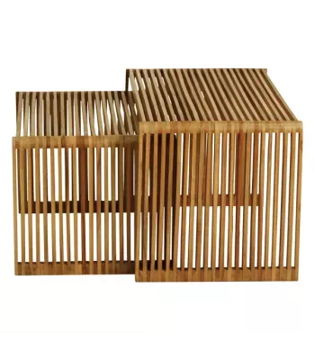 Meta title -  Tables basses gigognes teck recyclé 70cm - Set de 2