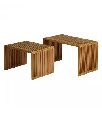 Meta title -  Tables basses gigognes teck recyclé 70cm - Set de 2